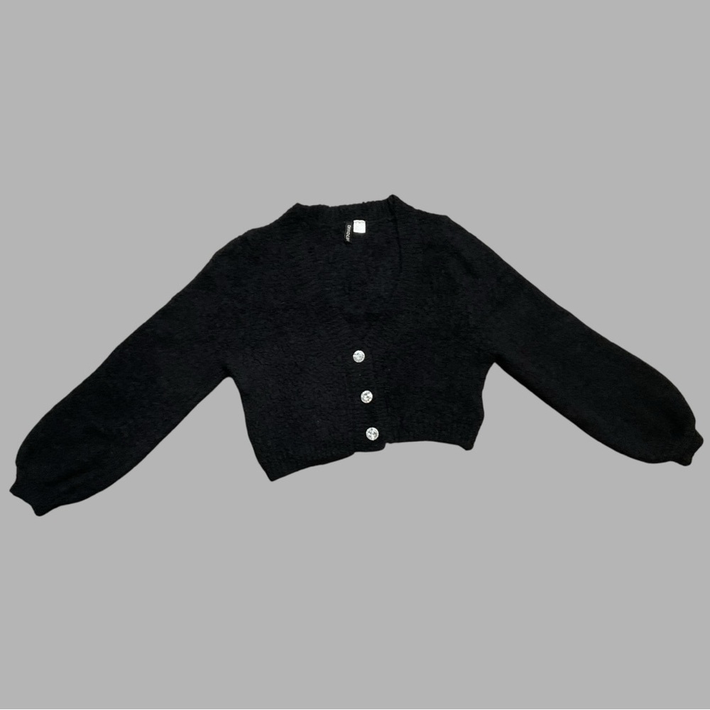 H&M - Black - Women's Deep V-Neck Cardigan
